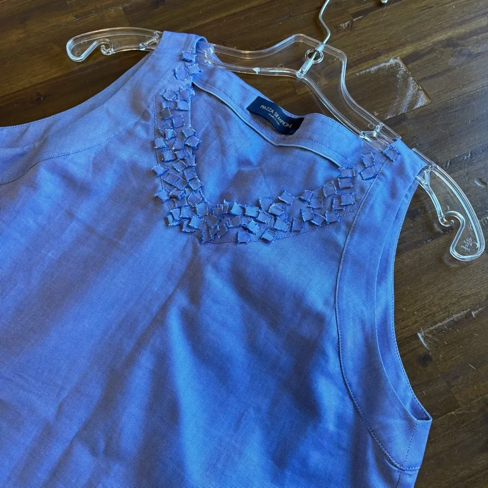 Piazza Sempione Tank Sleeveless Blouse Tunic Top Blue Large Size 42 - Image 4