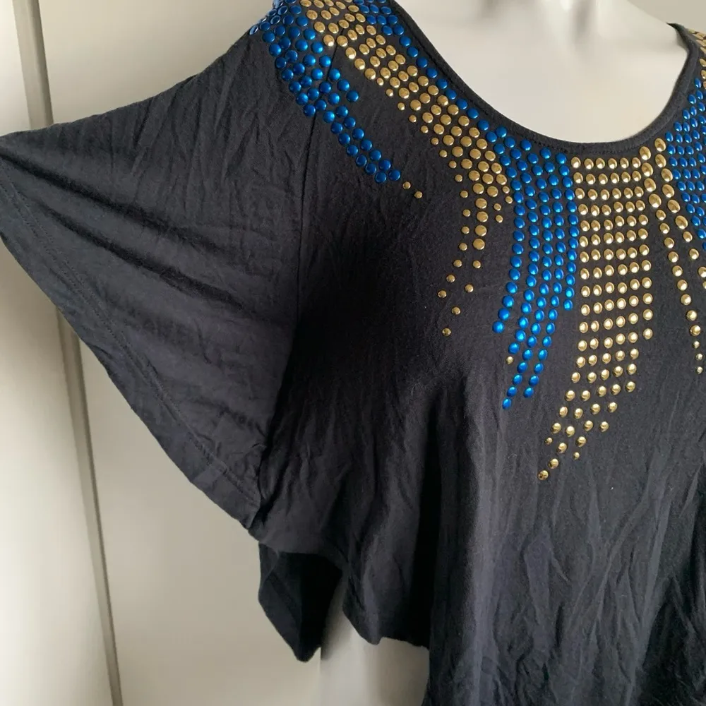 Free People Batwing XS black scoop neck studded blouse - Image 2