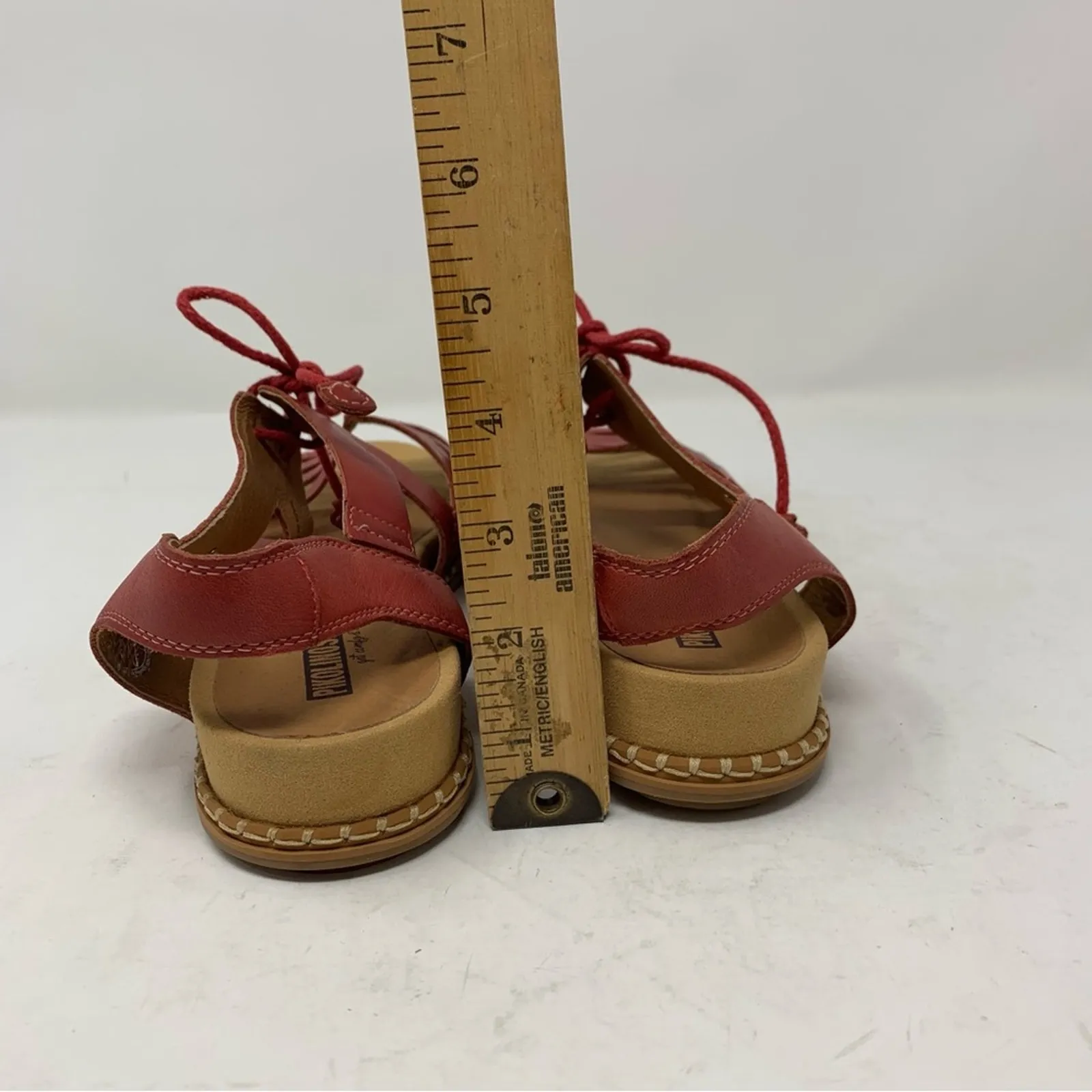 Pikolinos Marazul Red Leather Laser Cut Slingback Sandal Lace Up Size 42 Casual - Image 4