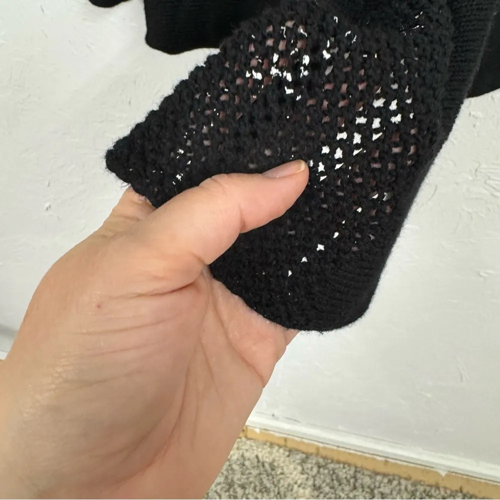 Vintage Anthropologie Cordelia Black Knit Midi Skirt Asymmetrical Hem Womens S - Image 6