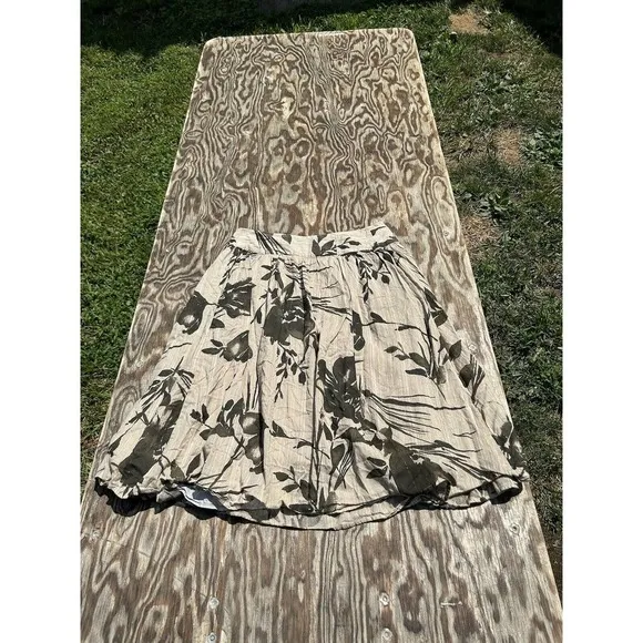 Grace Elements Skirt Cotton Size 10 Floral Tan Brown‎ Gold Floral Spring Zipper - Image 7