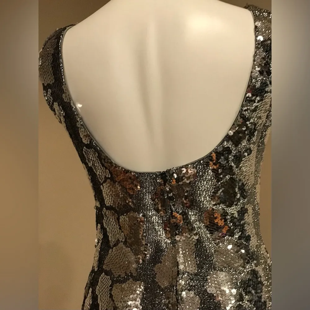 Dave & Johnny Vintage Silver Sleeveless Sequin Cocktail Dress 1980’s Sz 10 - Image 5