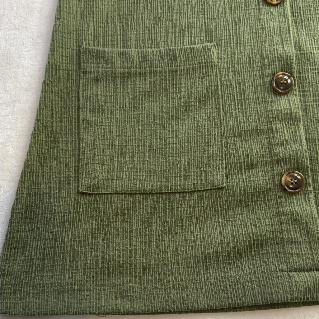 Full Circle Trends Olive Green Button-Front Pinafore Dress – Size M - Image 7
