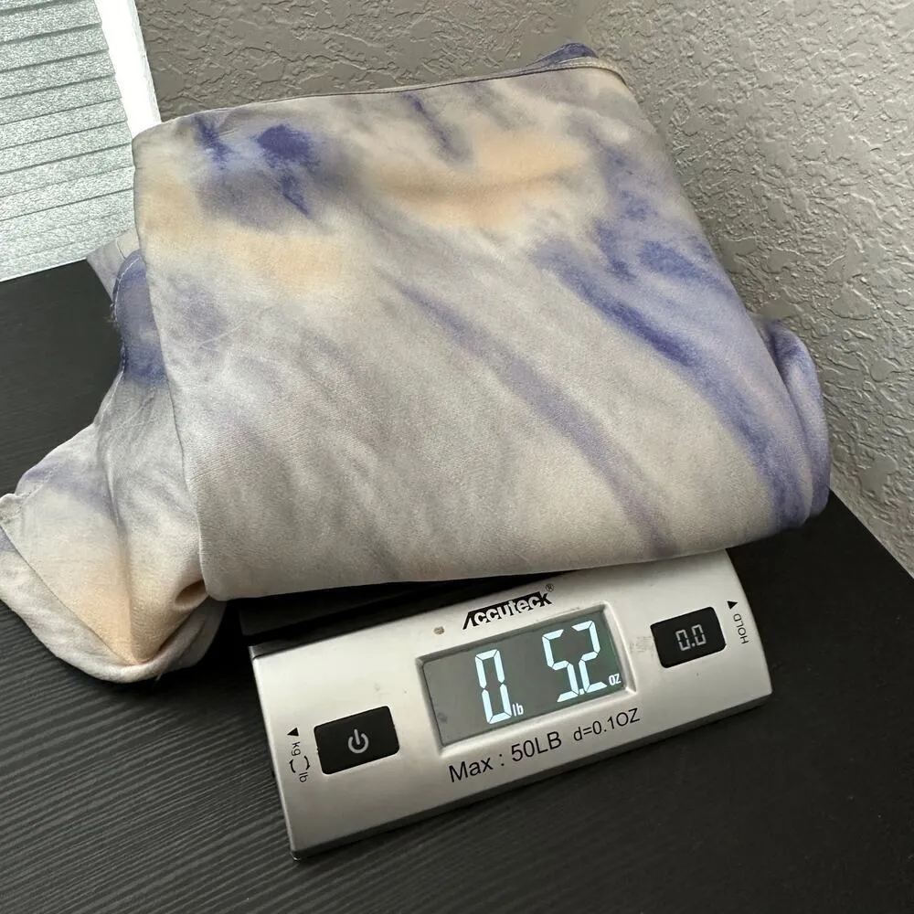 Urban Outfitters Cream Blue Tie Dye Satin Side Zip Casual Maxi Skirt Size 2 - Image 12