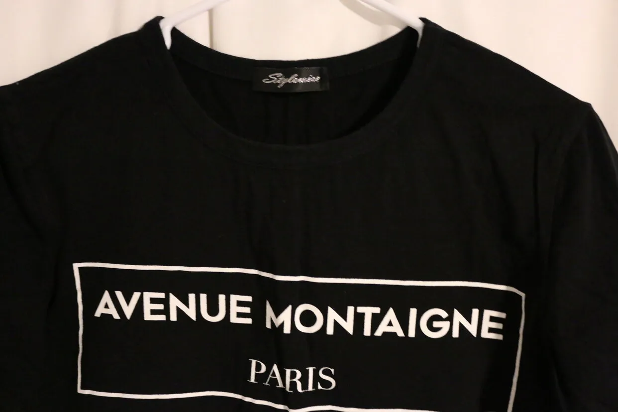 Stylewise Avenue Montaigne

Black Paris T Shirt Soft Small Medium Tee - Image 2