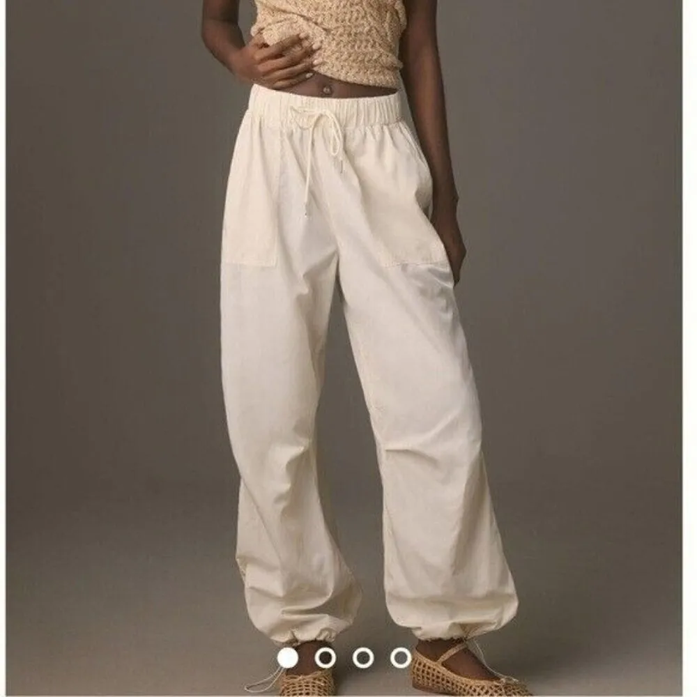 ANTHROPOLOGIE Moon River Drawstring Pants Cream Size L NEW - Image 2