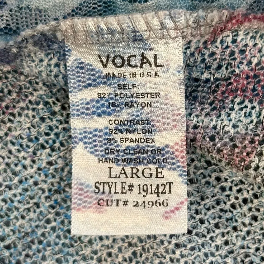 Vocal USA Tank Top Womens Large Red Blue USA American Flag Stars & Stripes Knit - Image 8