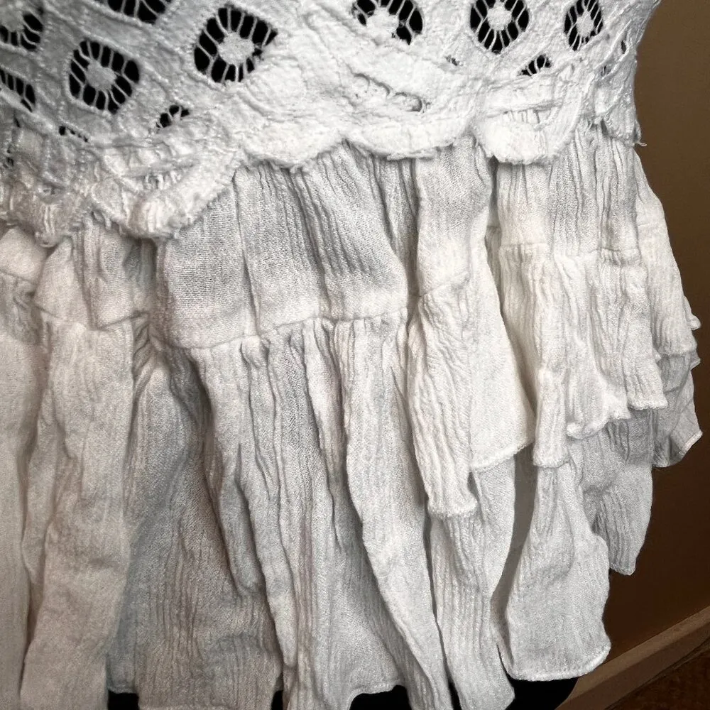 Free People Intimately Adella Lace Cami Size Small White Boho Festival Top - Image 6