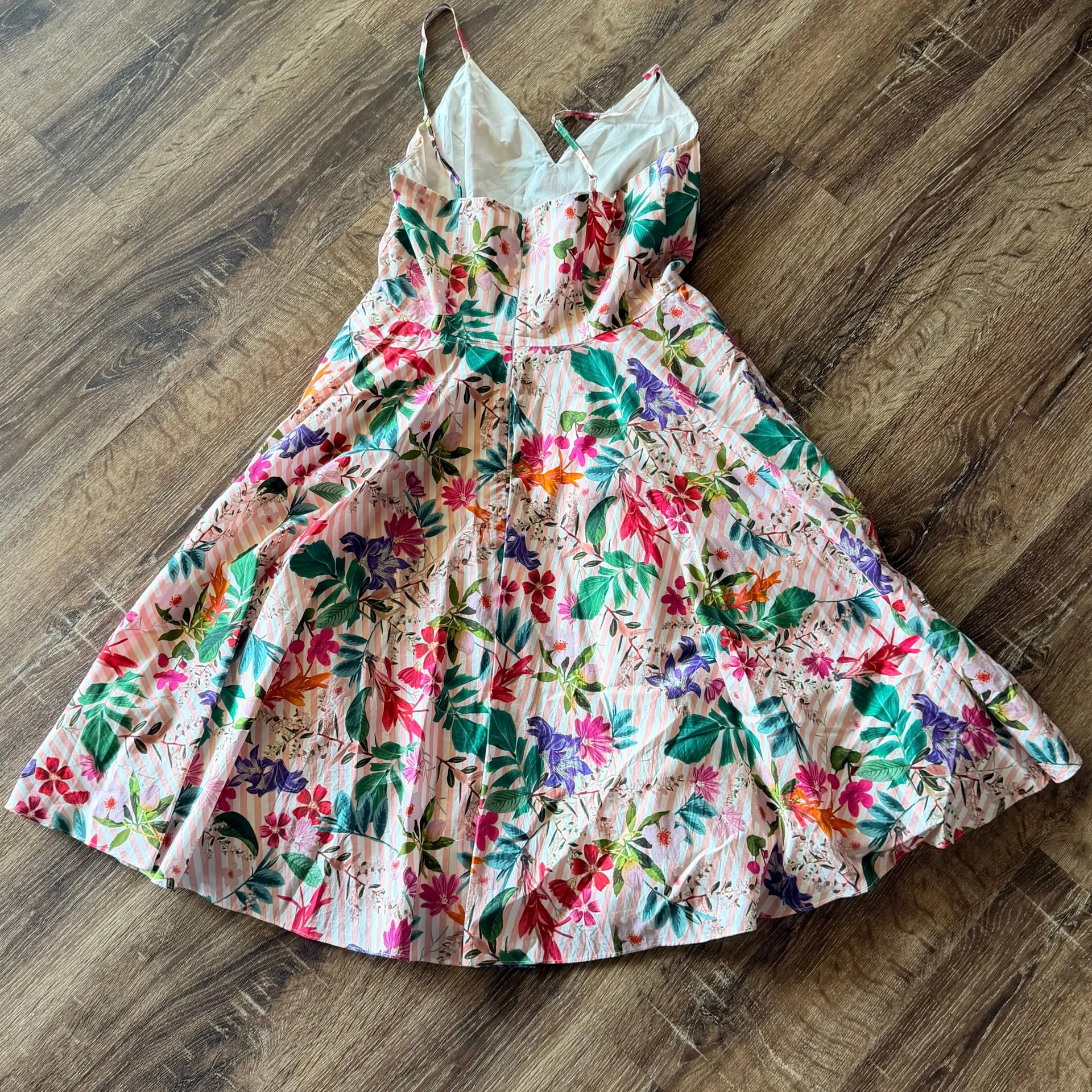 Gianni Bini Jacqueline Striped Floral Sweetheart Neck Midi Dress - Image 7