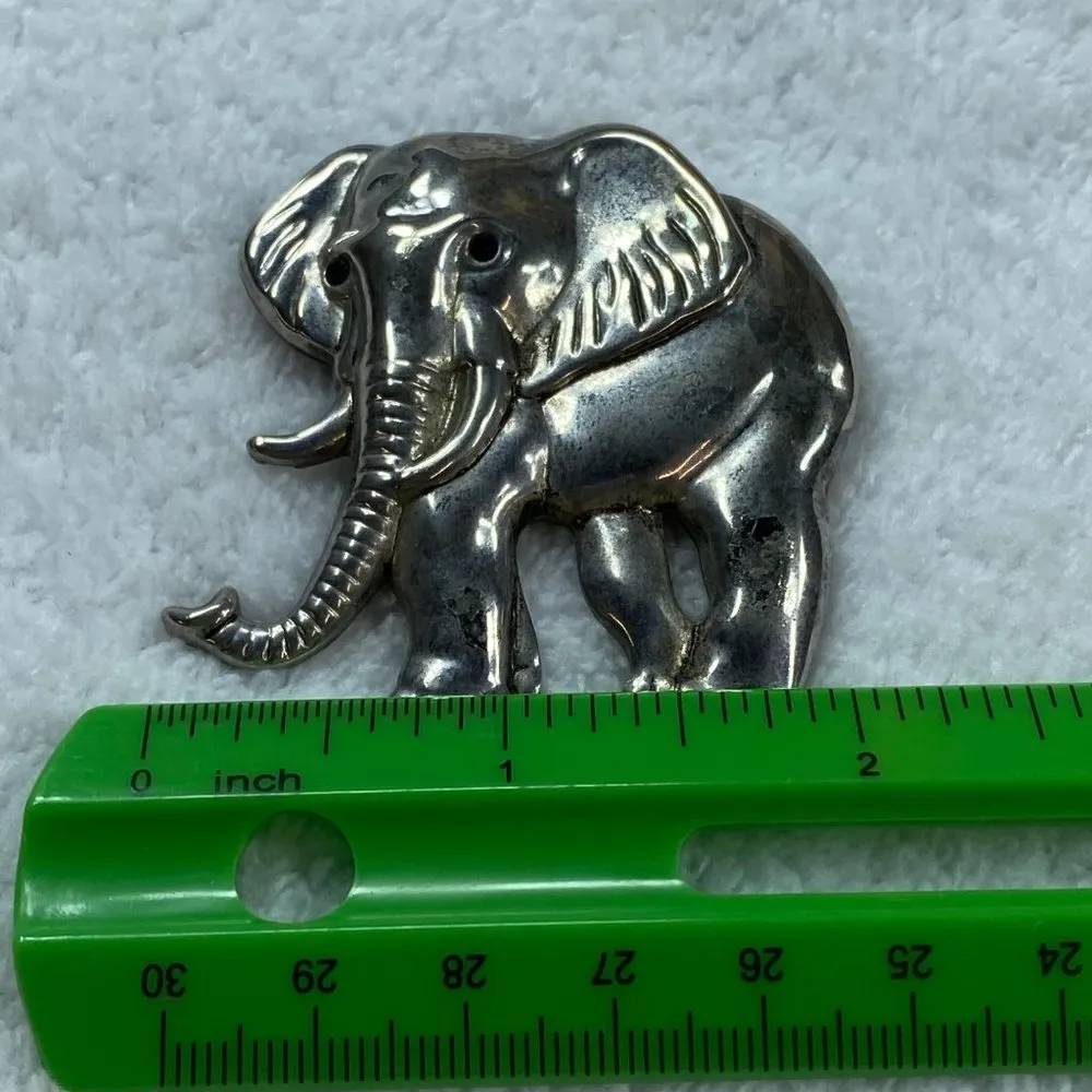 Vintage Best Silver Tone Elephant Pin Brooch Pendant Signed Alabama Fan Jewelry - Image 9