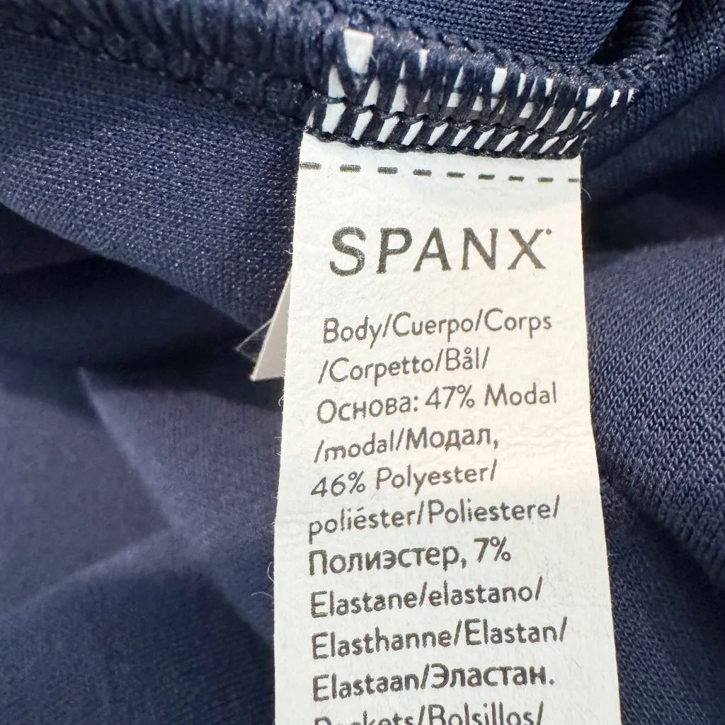 Spanx AirEssential Sleeveless Knit Stretch Jumpsuit Navy Blue Athleisure Size XL - Image 8