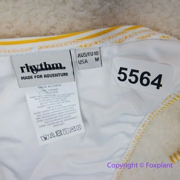 NEW Rhythm Noumea rib tie side bikini bottom in lemon yellow, size M Yellow Size M - Image 15