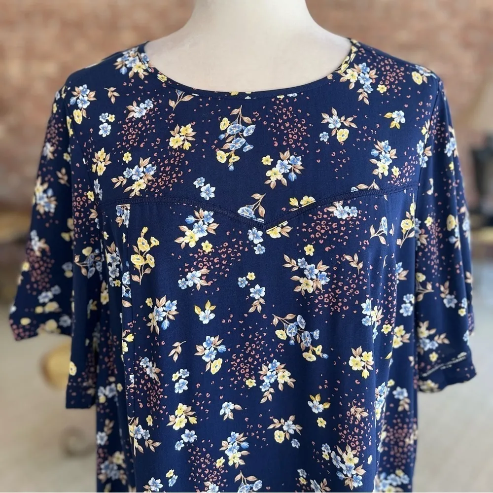 Torrid Dress Floral Leopard Animal Print Blue Ditsy Short  Sleeve 12 Garden Chic - Image 5