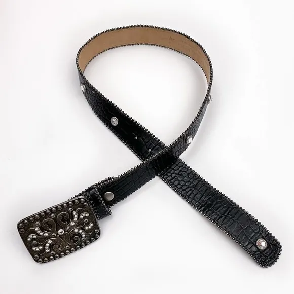 Leatherock Leather Bling Rhinestone Black Belt - Image 18
