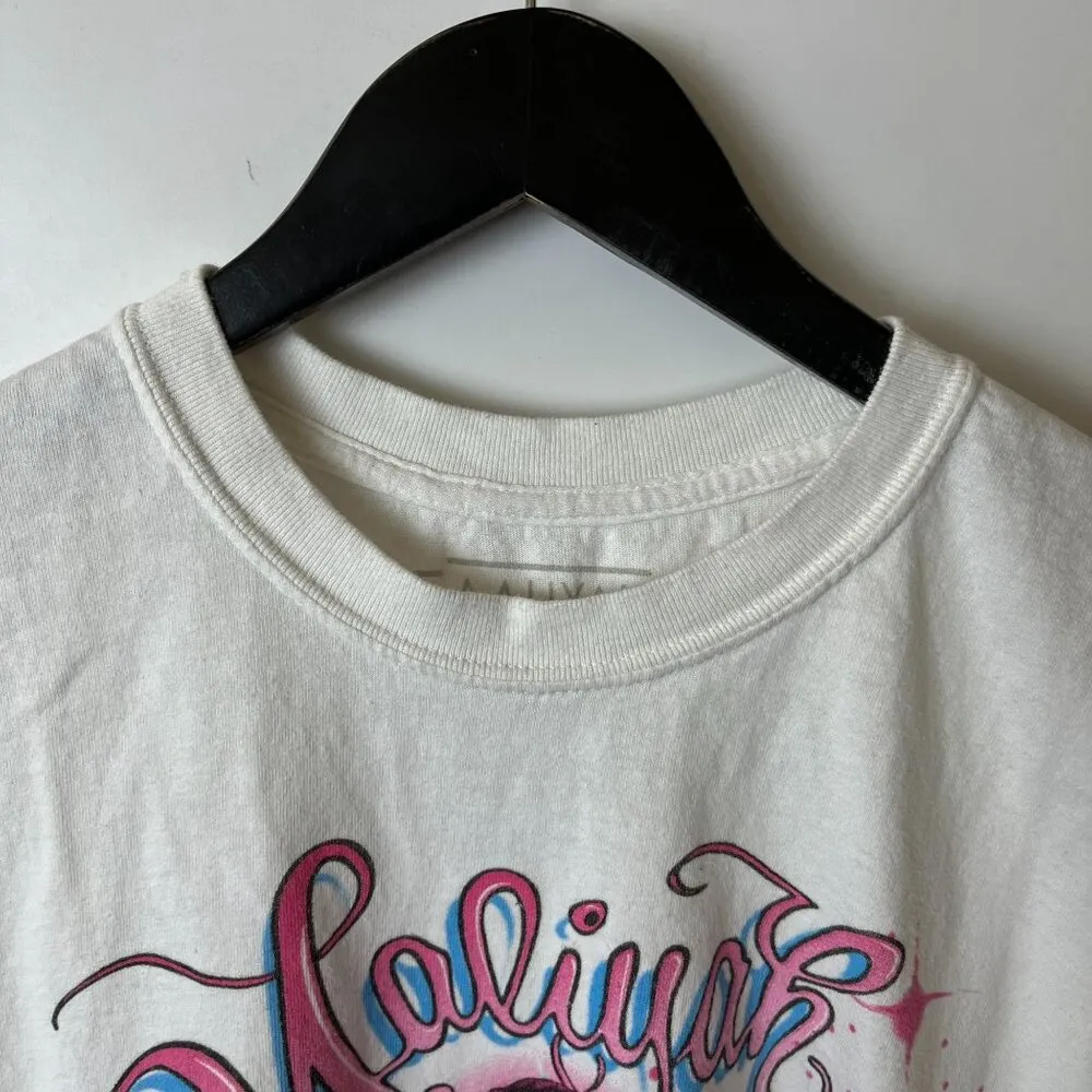 Aaliyah Rap Tee T Shirt White Large L Retro Girl Artist Music Graphic Solid Logo - Image 14