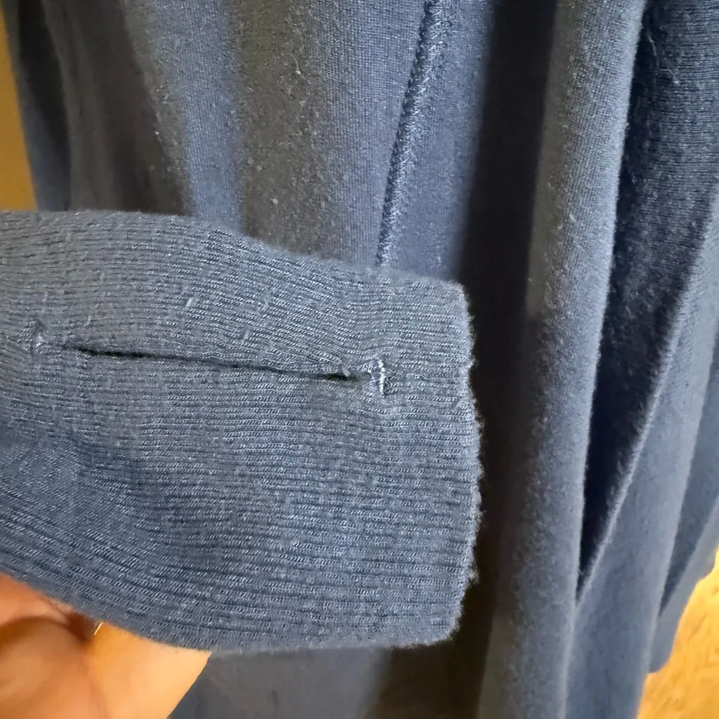 ATHLETA Blue Modal Tunic Cardigan Wrap Sweater Size Medium Open Front Pockets - Image 3