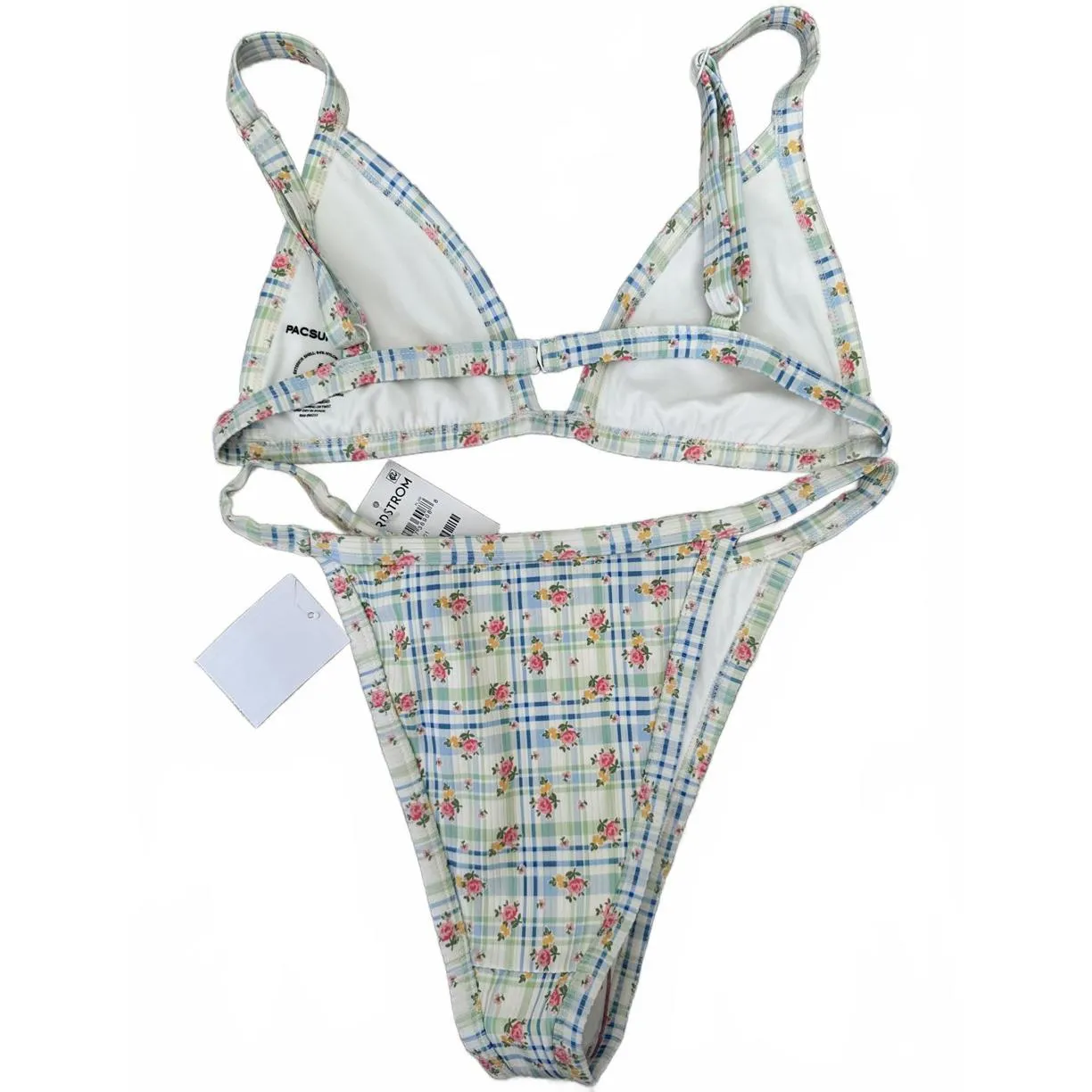 Pacsun Floral Plaid Demi High Cut Bikini Bottom & Demi Triangle Bikini Top NWT S - Image 4