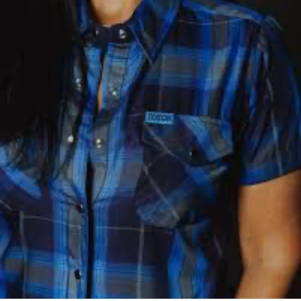 Dixxon Flannel Shirt Womens Sz M Caicos Blue Black Plaid Short Sleeve Western Size M - Image 2