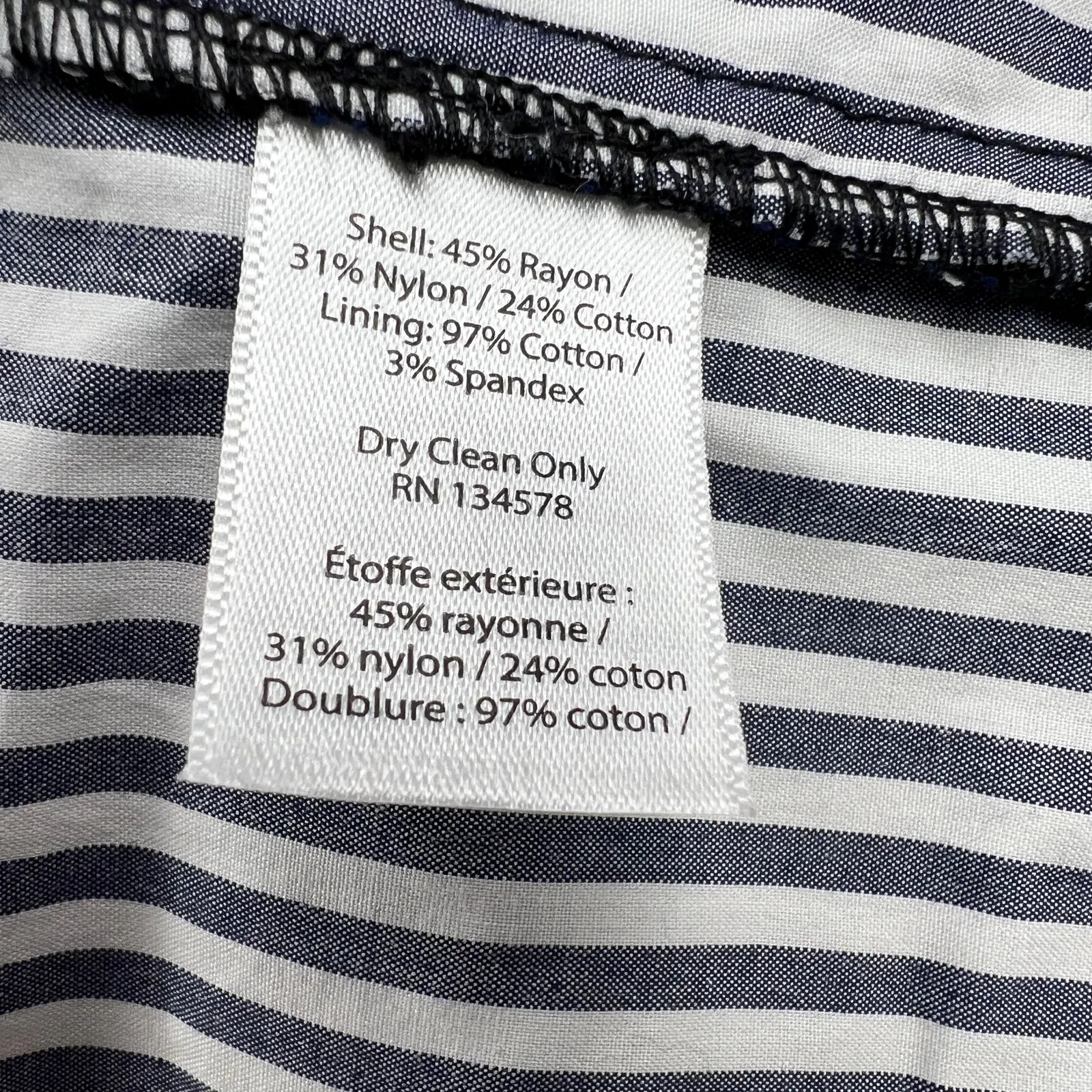 Vineyard Vines Hadley Black Lace Overlay Navy White Pinstripe Shirt Dress Size 0 - Image 14