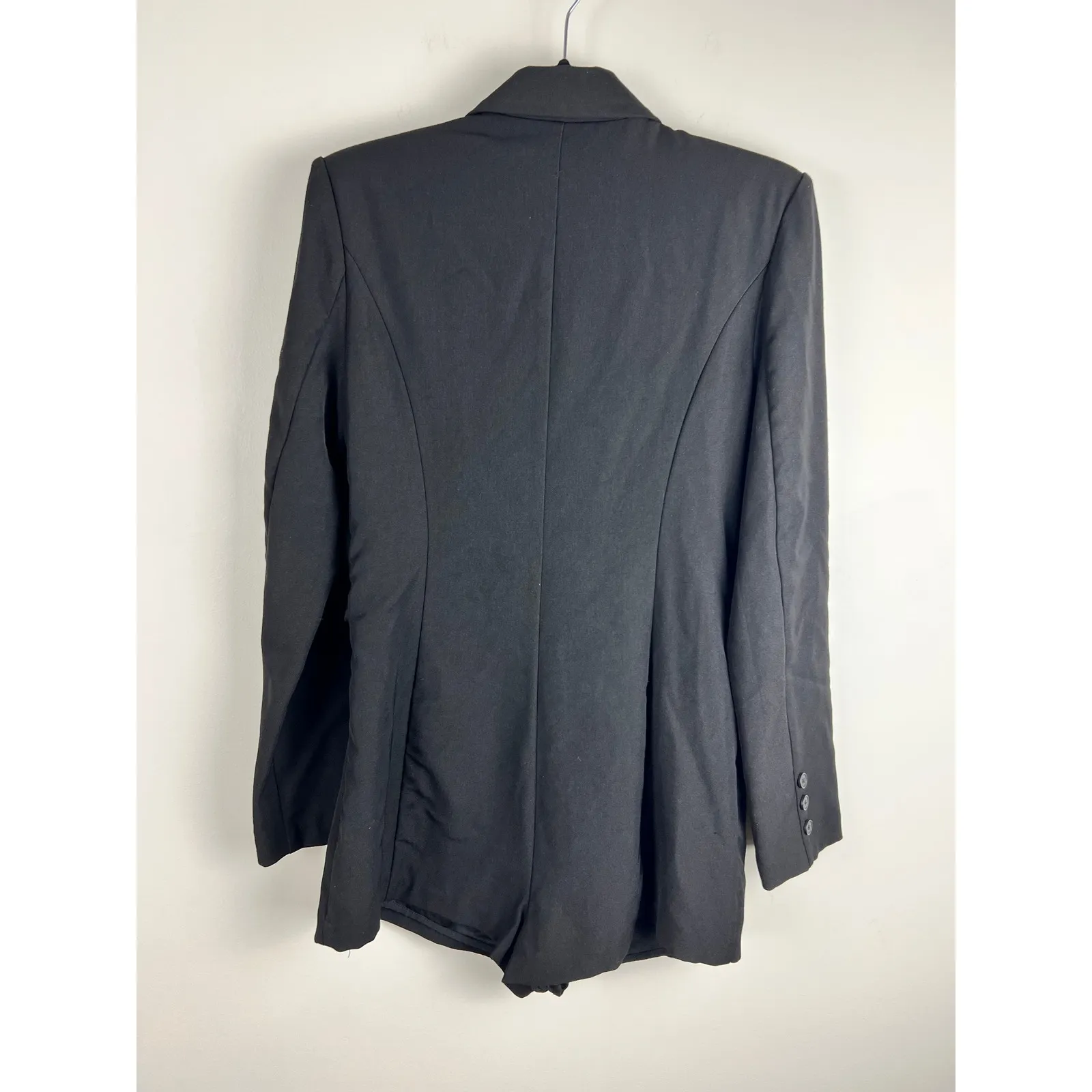 Endless Rose  Black Blazer Romper Size Large Tailored Button Front Romper - Image 2
