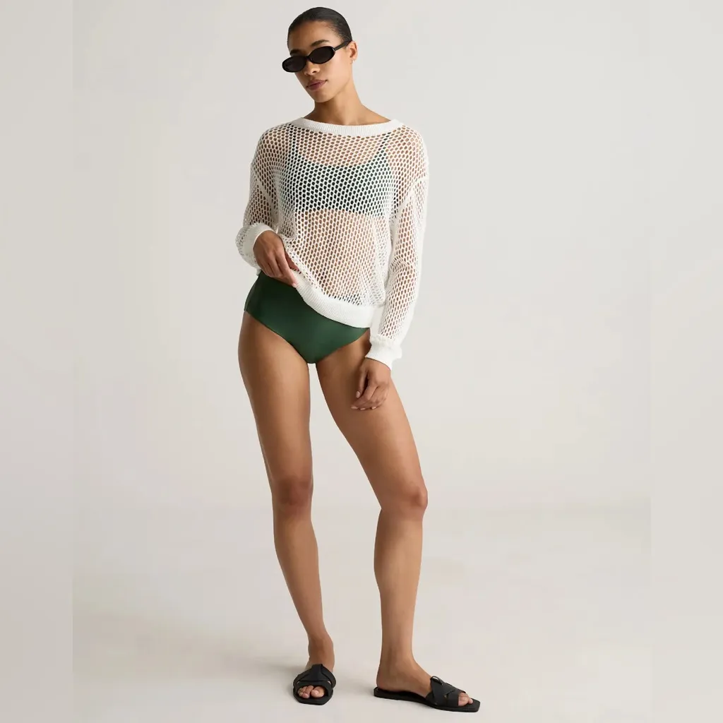 NWOT Quince Italian High Rise Palm Green Bikini Bottom Swimwear Sz L 🌴 - Image 6