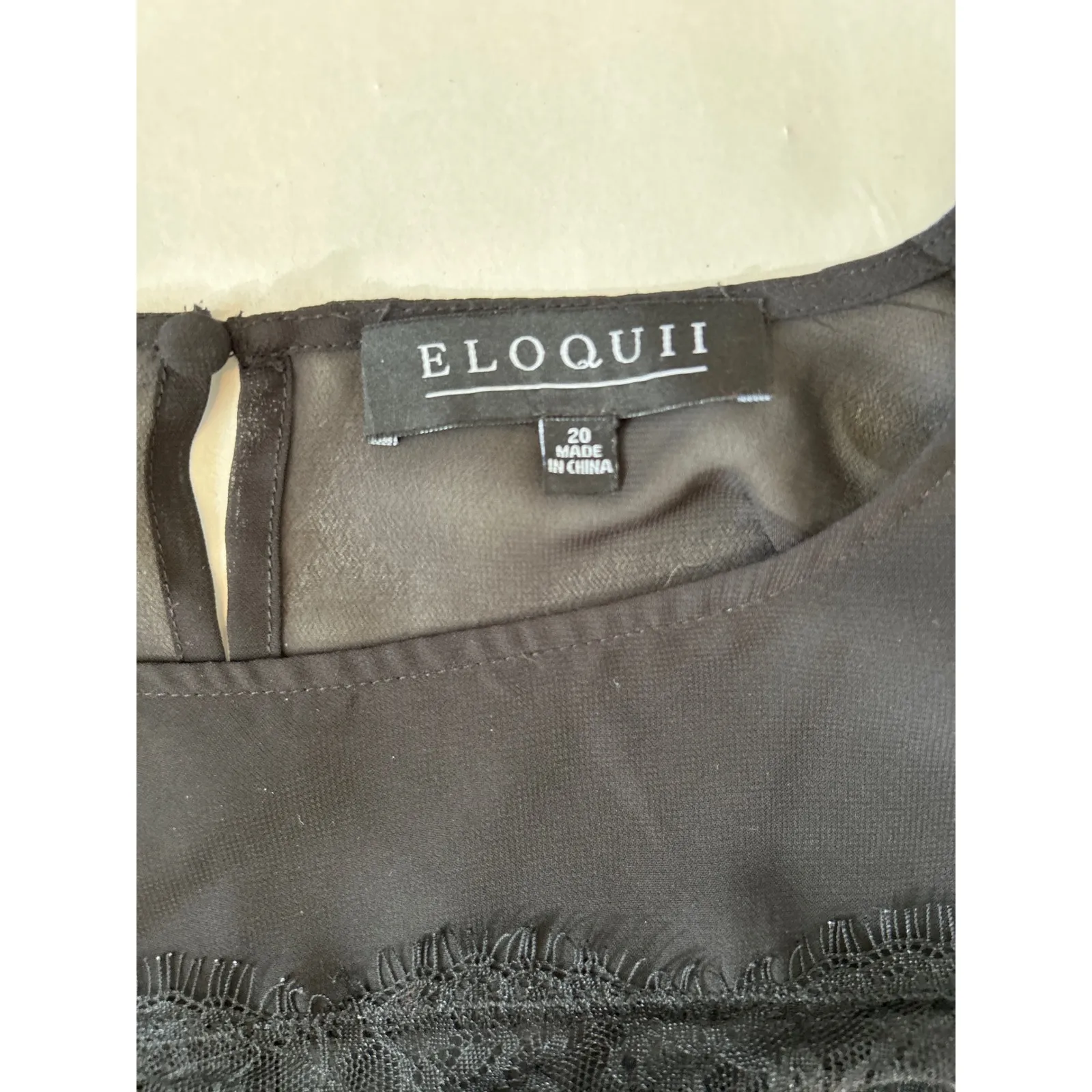 ELOQUII Black Red Stripe Lace Sheer Yoke Balloon Sleeve Blouse Top Plus Size 20 - Image 4