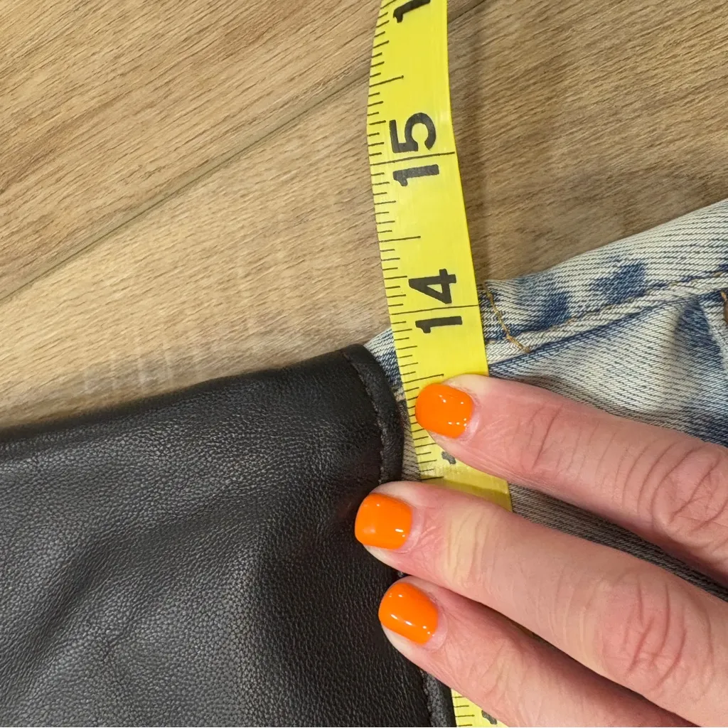 🌟ALICE + OLIVIA🌟 GOOD CROPPED LEATHER TIE WAIST HIGH RISE SLIM JEANS SZ 26 - Image 15