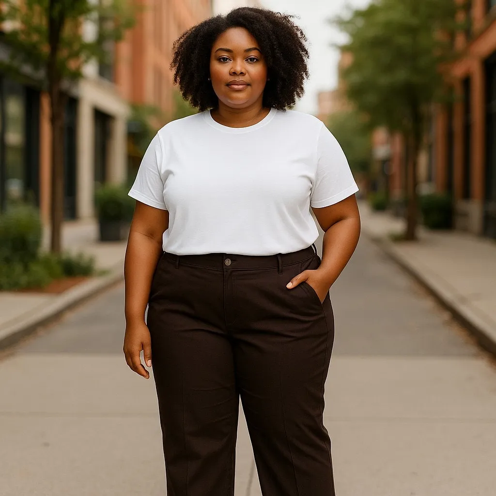 Avenue Womens Pants Size 18‎ Comfort Waist Signature Chino Chinos Brown NEW - Image 2