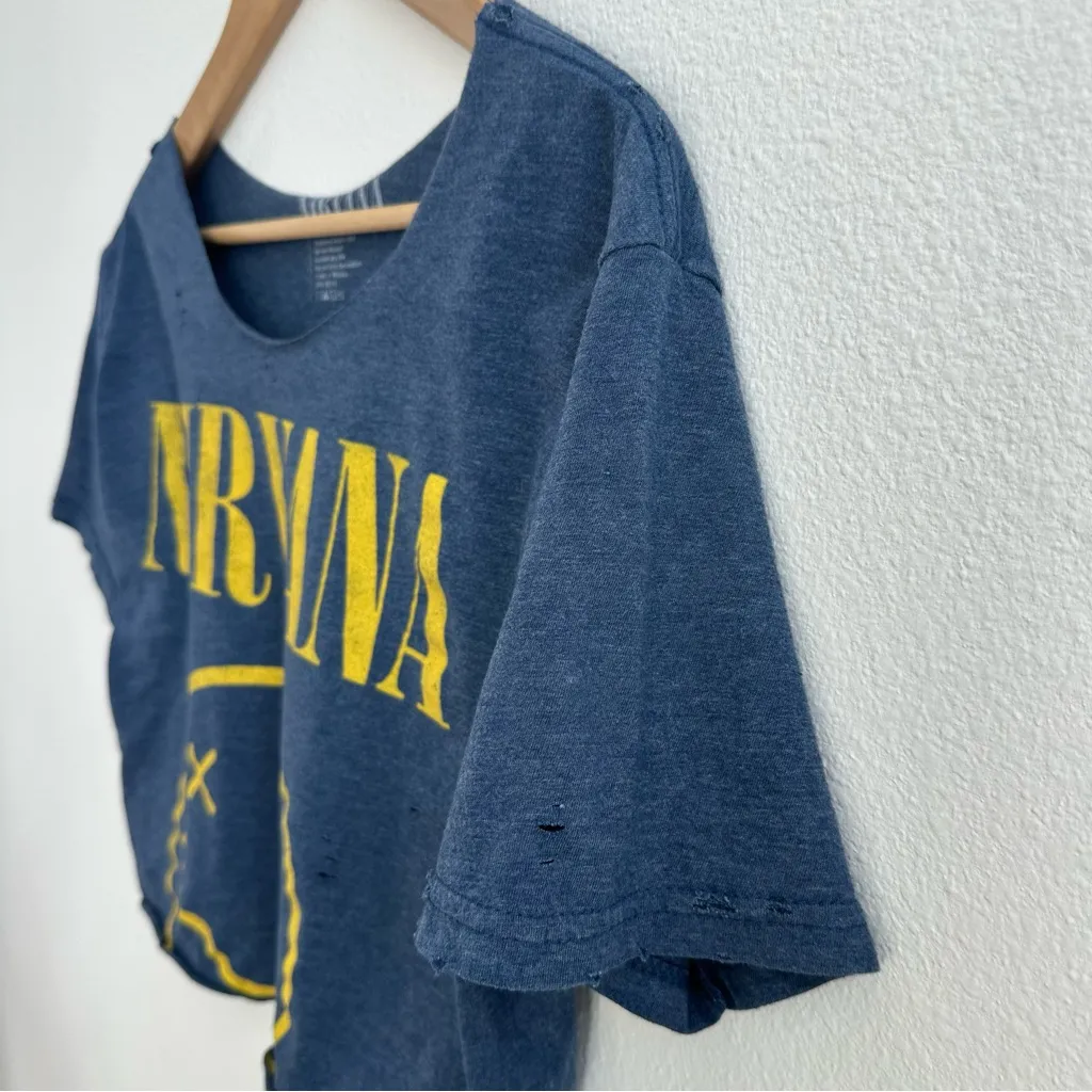 Nirvana Grunge Off the Shoulder Cropped Tee - Image 4