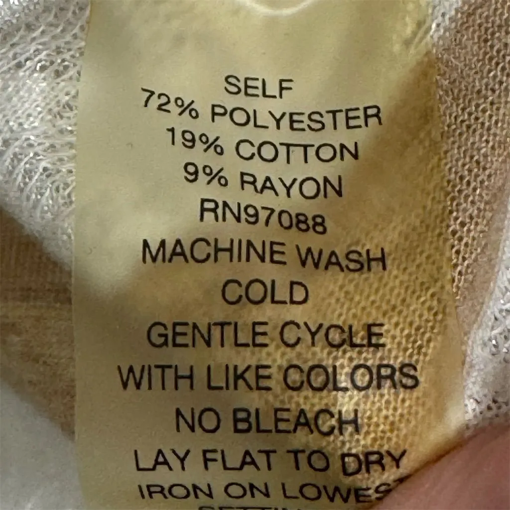 Vtg dELiA*s L Lace Sheer Stripe‎ Tie Front Crop Top Y2K Mesh Cardigan Indie Tan Size L - Image 9