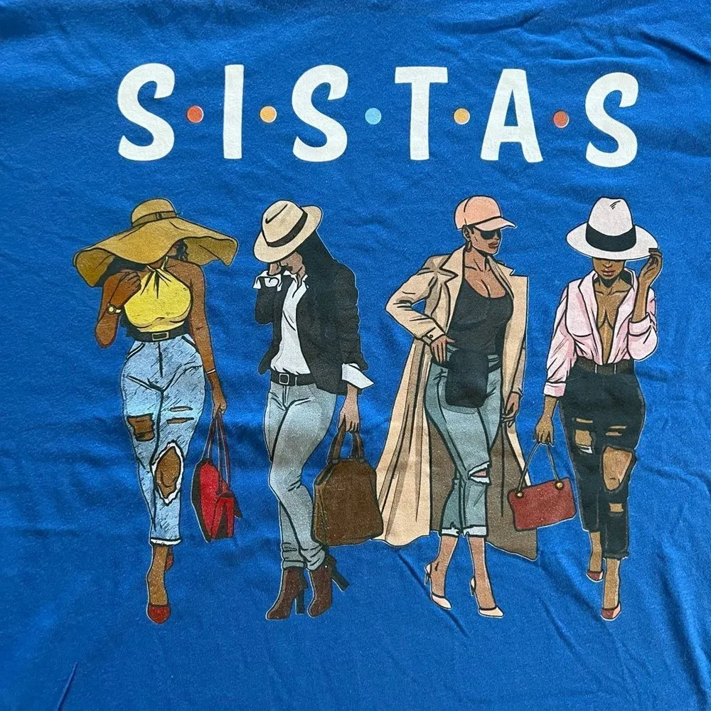 New Proud Black‎ Sistas Melanin Afro African American Blue Women Tees Size XL Blue - Image 4