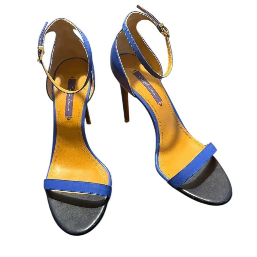 Ralph Lauren Purple Label Sonkia Two-Tone Blue Nappa Leather Stiletto Heels 8.5 - Image 8