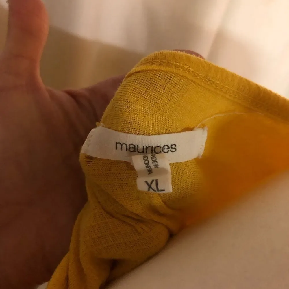 💕5️⃣Maurices yellow mustard top with ruffled sleeves and drawstring bottom SzXL Size XL - Image 2