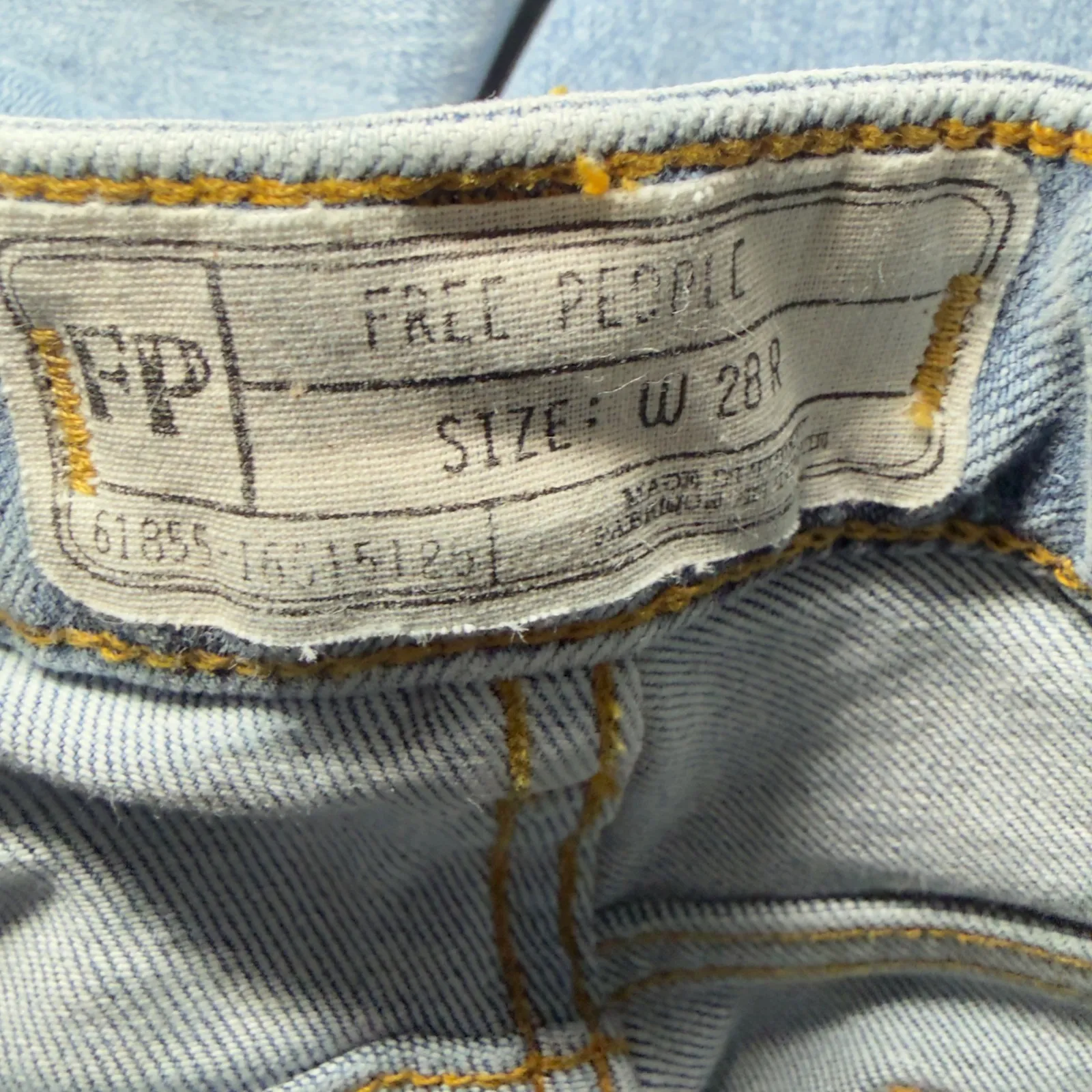 Free People Women 28R Mid Rise Cropped Flare Distressed Hems Light Wash Jeans - Image 5