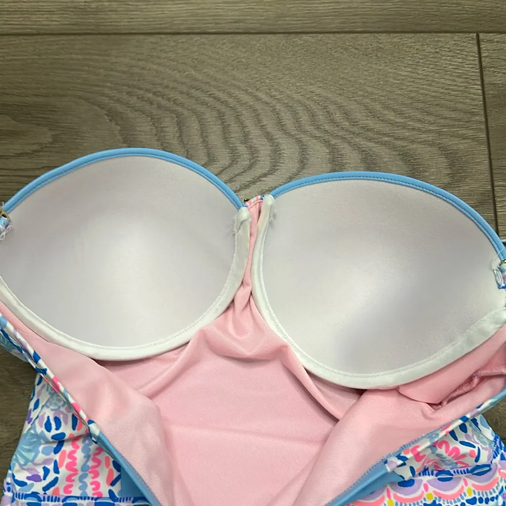 Lilly Pulitzer Anthea One Piece Swimsuit Multi Seaside‎ Shindig Blue Pink Size 8 - Image 7