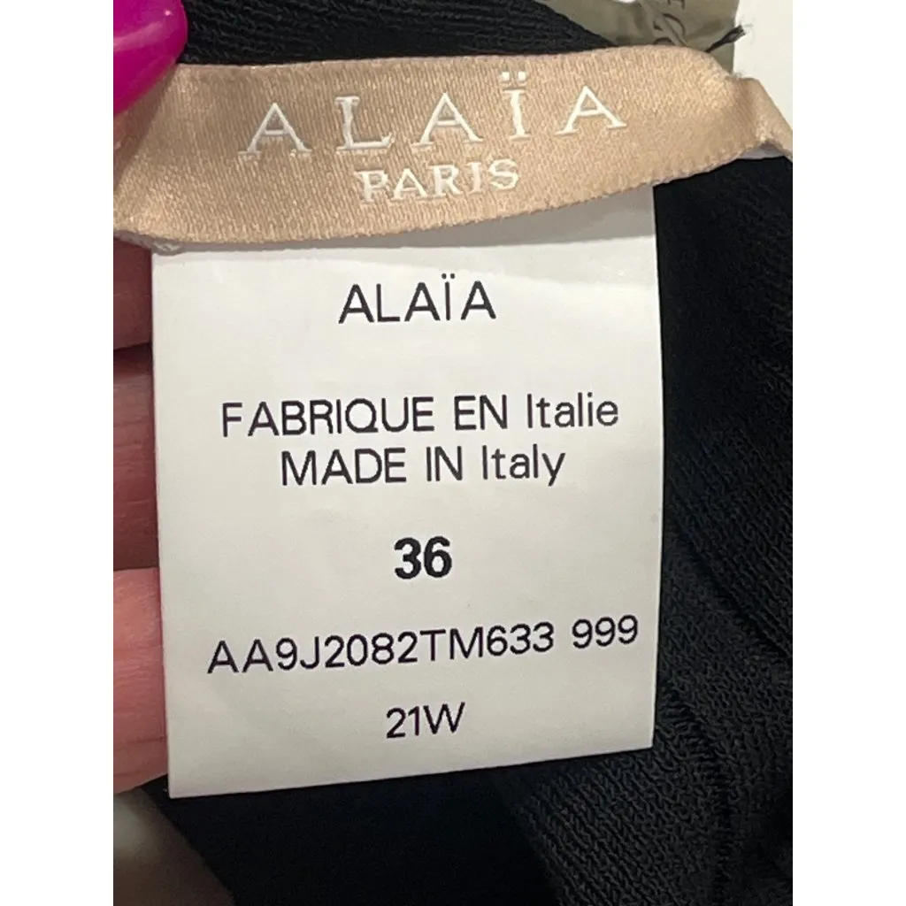 ALAÏA Long Voluminous Pleat And Lace Skirt in Noir 36 2 New Womens Maxi Knit Black Size undefined - Image 10