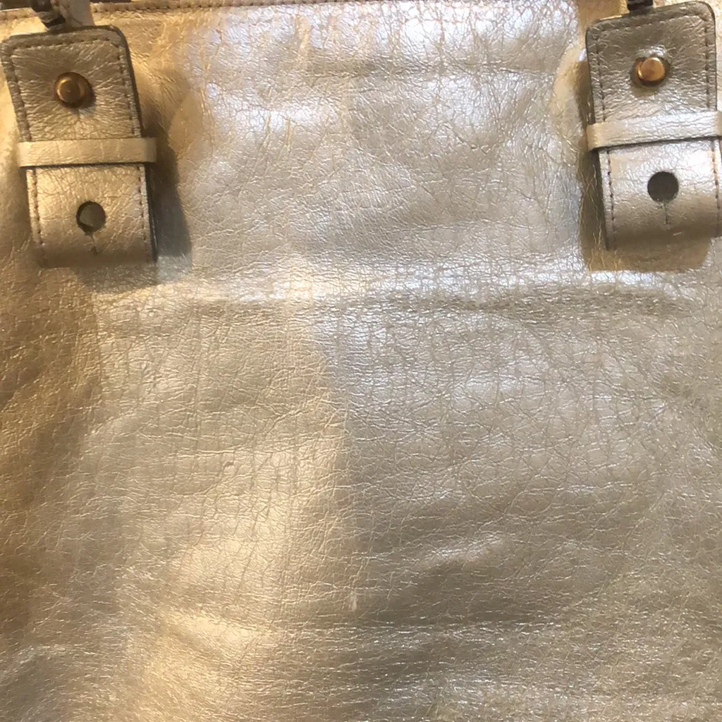 CHLOE Eclipse Oversized Ivory Silver Gold Tote Shoulder Bag Exterior Zip Pockets - Image 4