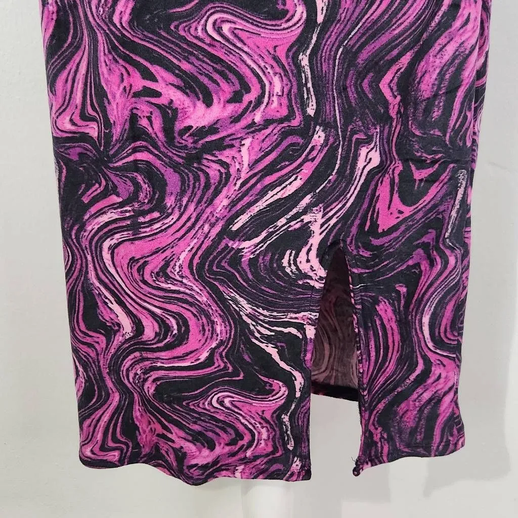 Derek Heart Purple Velvet Bodycon Dress Size Medium Pink and Black Party Dress - Image 4