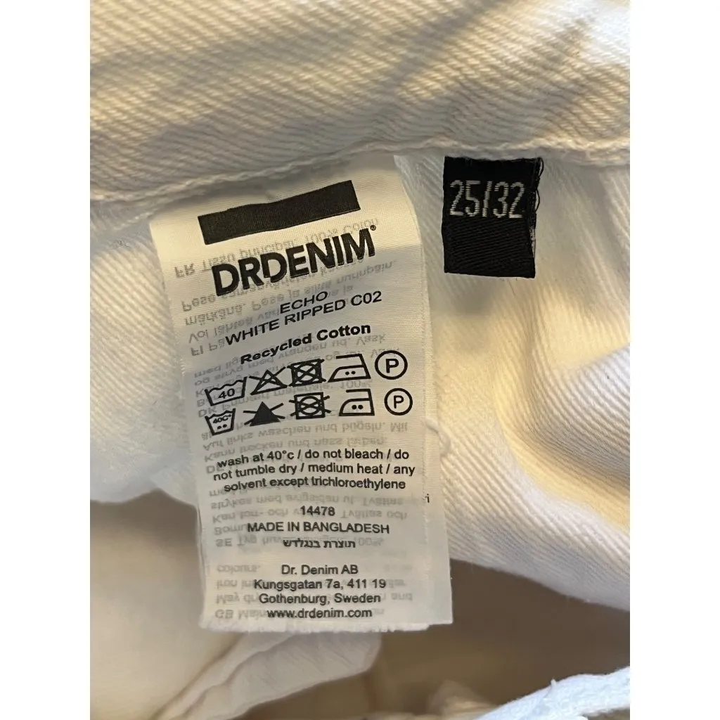 Dr. Denim Echo Wide Leg Jeans in White Ripped 25/32 New Womens Denim Pants - Image 7