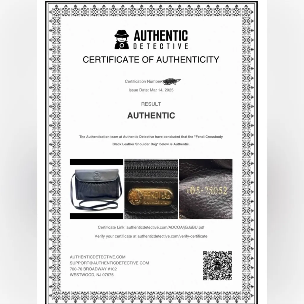 Rare Vintage Fendi Black Leather Crossbody Shoulder Clutch Bag 1970s–80s w/ COA - Image 10