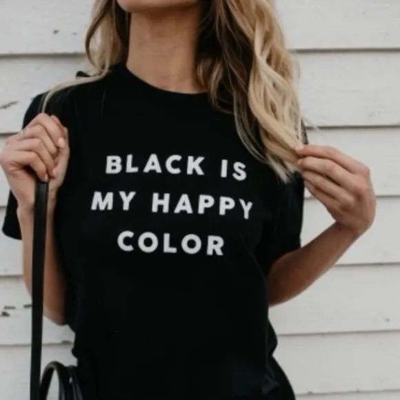 Vici Black is my Happy Color Graphic Tee - Image 8