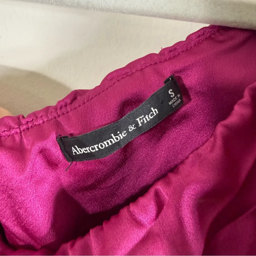 Abercrombie and Fitch Giselle Pleated One Shoulder Maxi Dress Small Bright Pink - Image 4