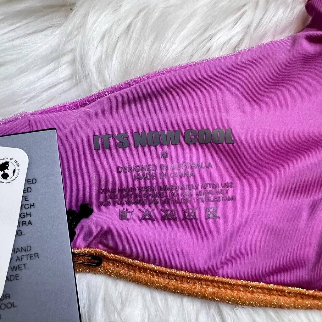 Free People It's Now Cool Lurex Colorblock Cropped Bikini Top. Size Medium. NWT - Image 6