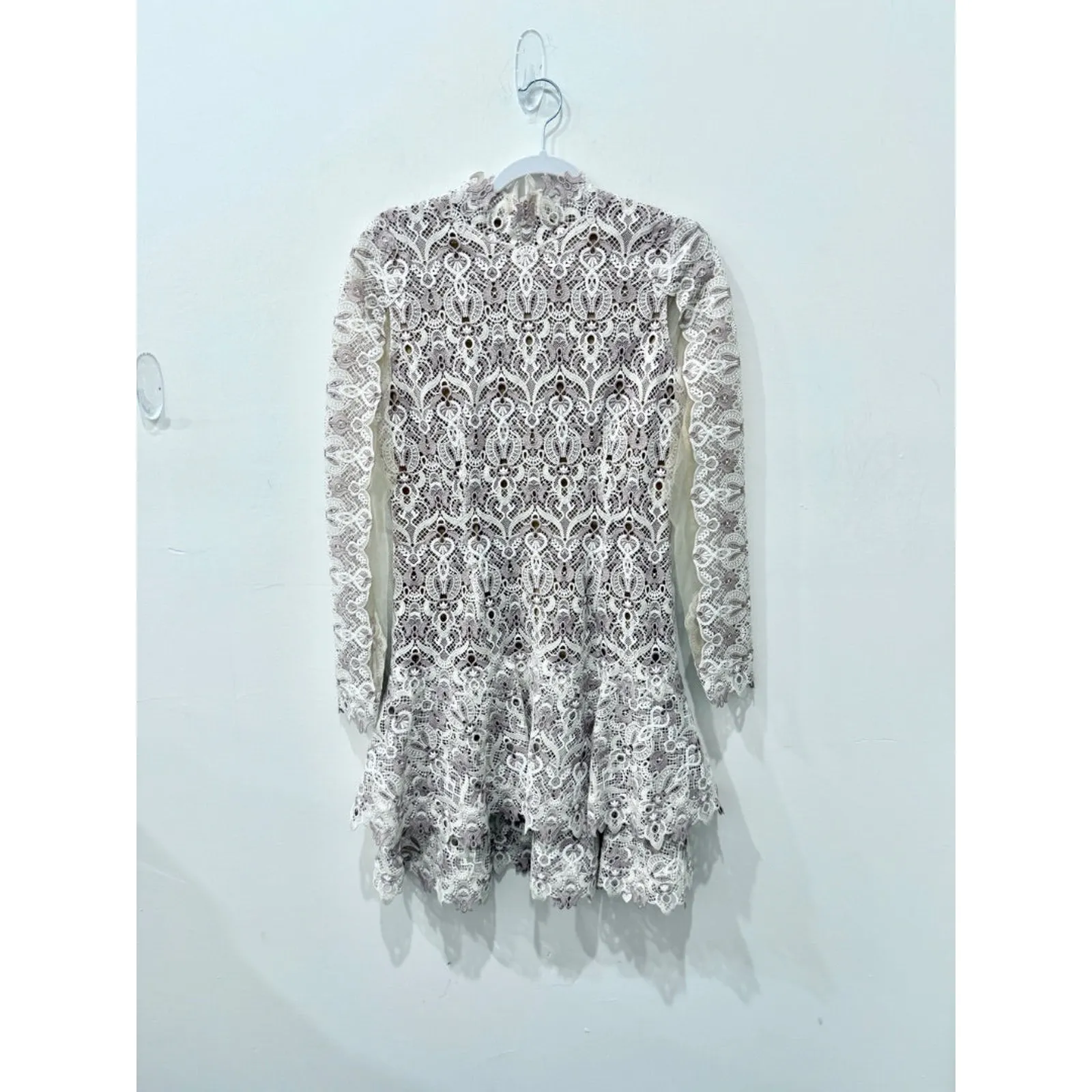 Jonathan Simkhai Guipure Lace Long Sleeve Mini Dress Off - Image 2