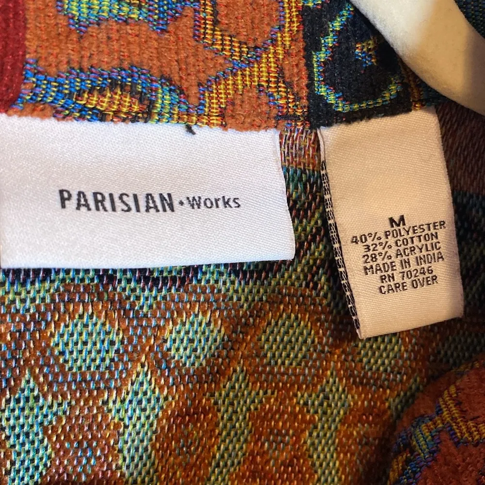 Parisian Works Colorful Tapestry Jacket Vintage Size Medium Red - Image 4