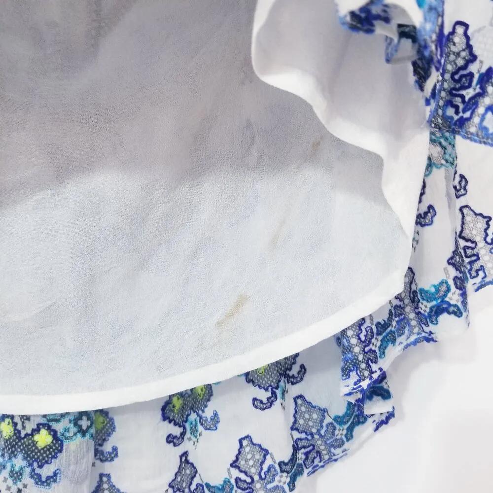 Rococo Sand Printed Embroidered Tassels Mini Dress Blue - Image 4