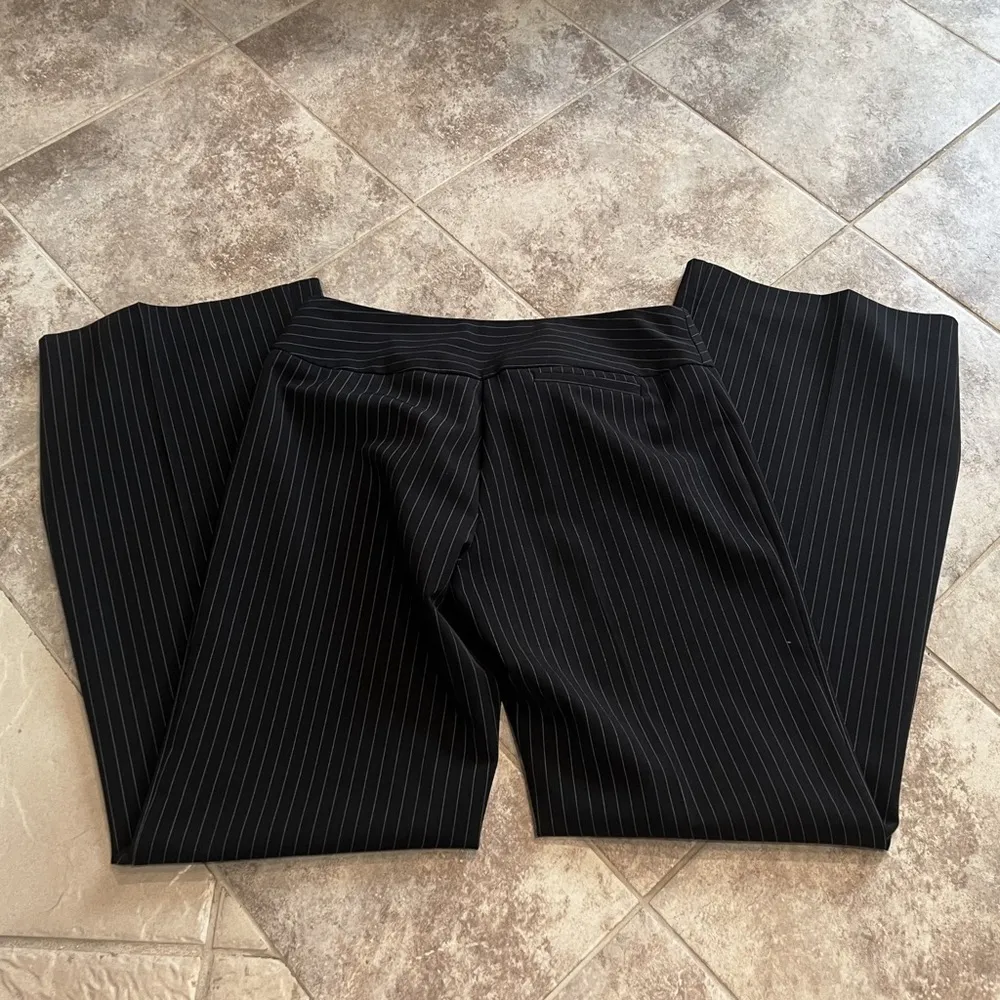 United Colors Of Benetton Wide Leg Pinstripe Pants Black White Stretch 40 / 10 - Image 2