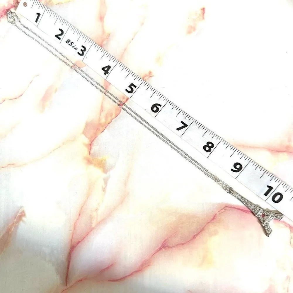 Silver tone rhinestone Eiffel Tower pendant necklace - Image 4