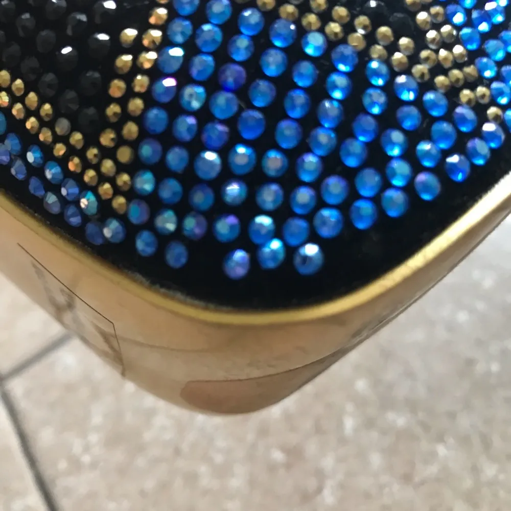 MASCOTTE Linda Platform Beaded 6” Heels Sz. 7 Blue, Pink, Black & Gold - Image 11