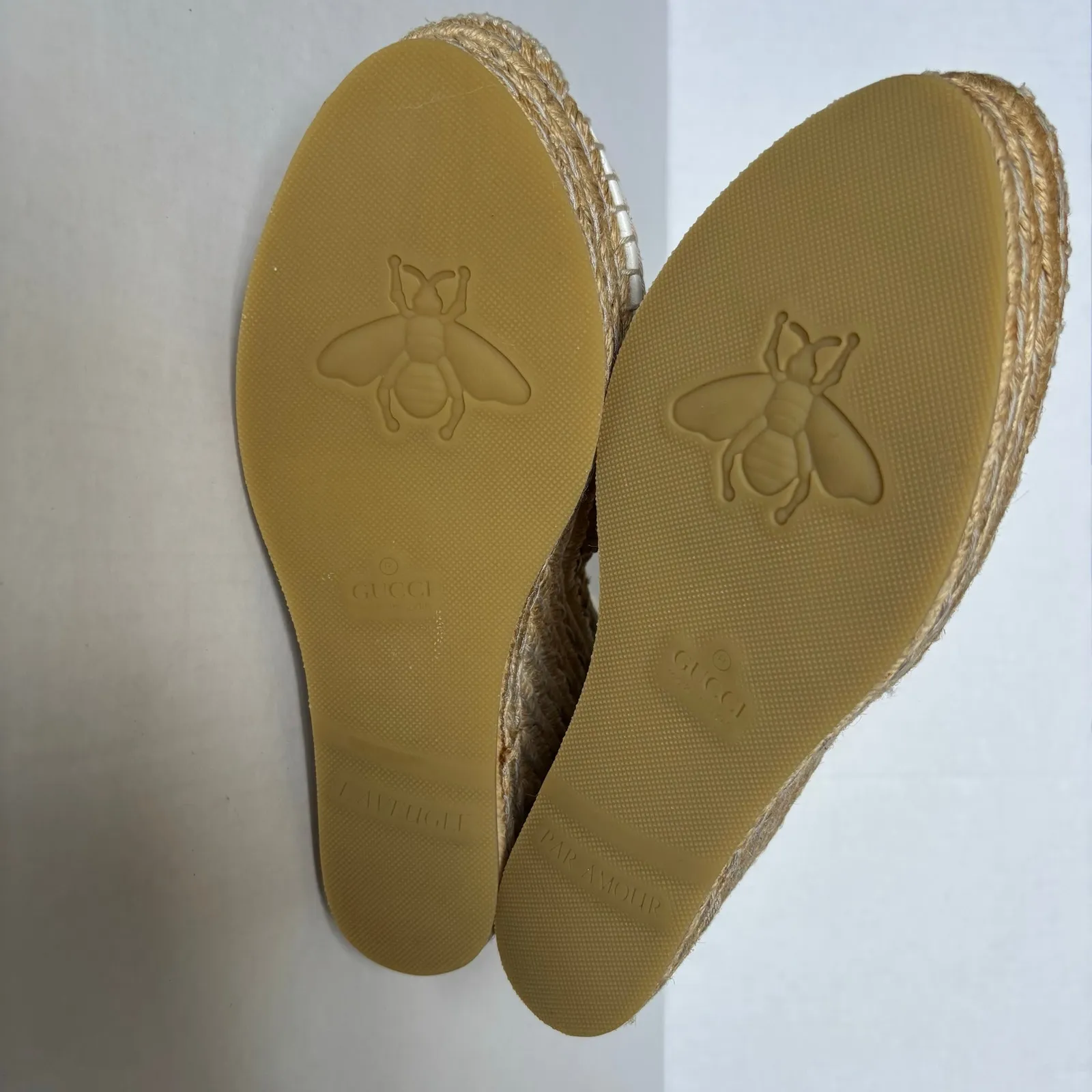 Gucci GG Espadrille Wedge Sandals Ankle Wrap Quilted Matelasse Leather Size 39.5 - Image 10